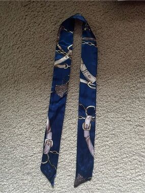 New navy equestrian horsebit h style hair twilly purse twilly scarf